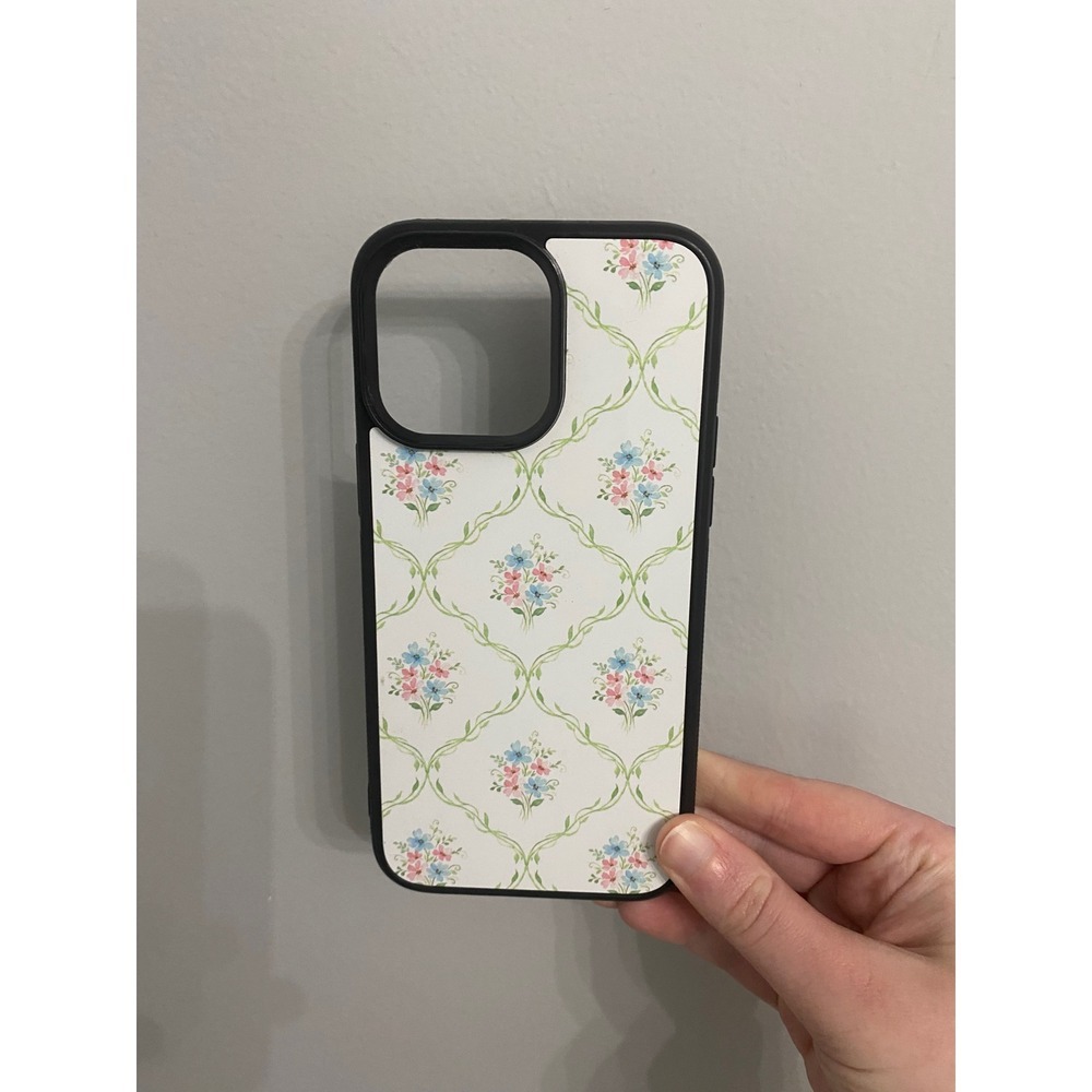 iPhone 14 Pro Max Case Cream Black Floral Trellis Vintage Cottagecore Aesthetic